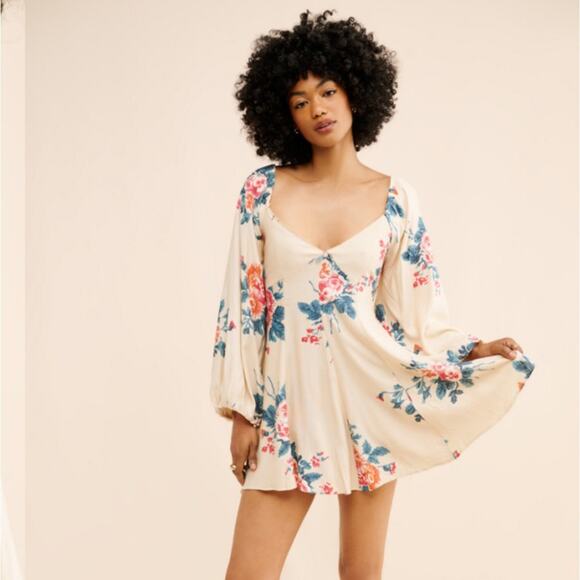 Free People Francesca Floral Print Mini Dress S - Picture 7 of 11